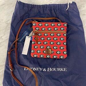 Dooney & Bourke Red Leather Georgia Bulldogs Official Logo Crossbody Bag